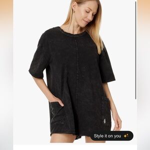 FP Movement by Free People Hot Shot Tee Romper - Size XS- Black